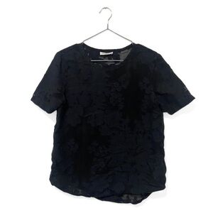 Equipment Femme Black Mesh Sheer Floral Meas T-Shirt Size Small